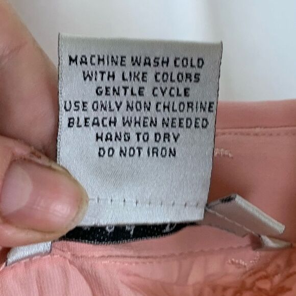 Fred David Button Up Blouse Embroidered Pleated PL Eyelet Pink Collared Petite - Picture 5 of 6